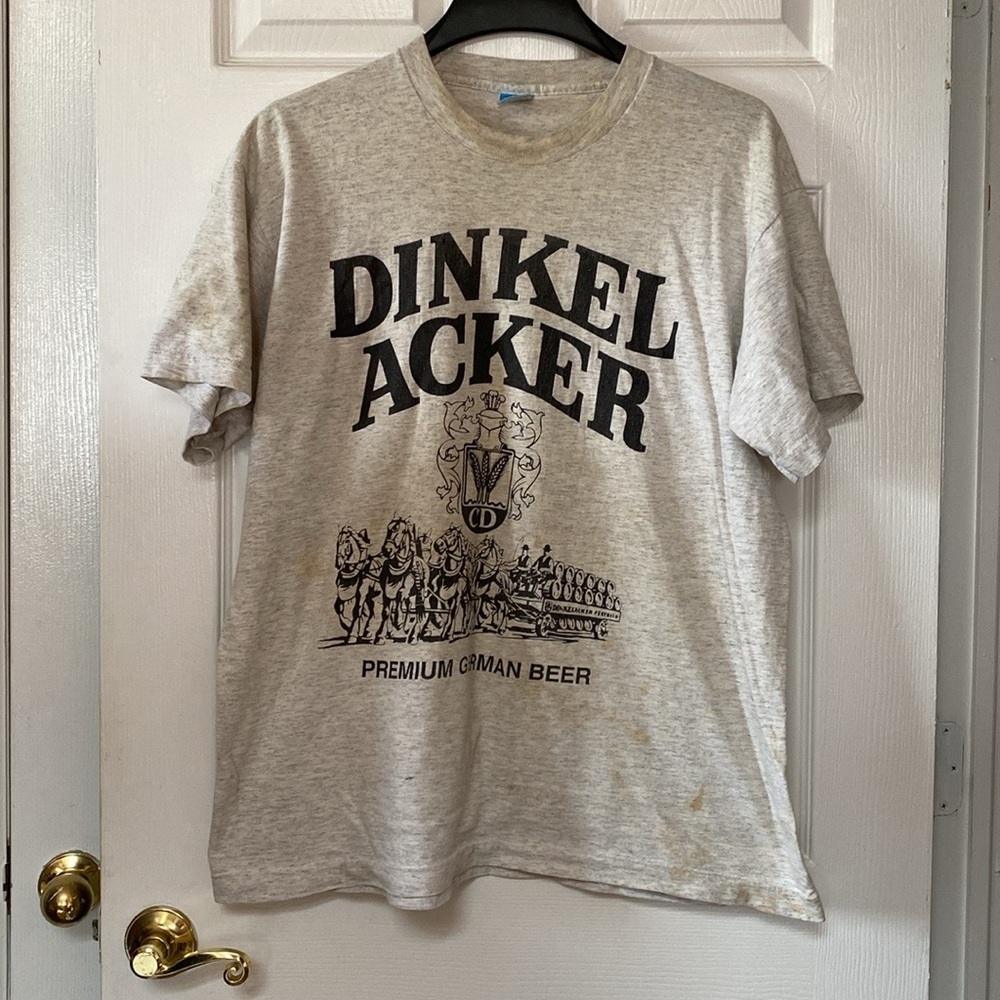 VTG 90’s DINKEL ACKER Drink a Dink German Beer Single Stitch T-Shirt Tee Shirt